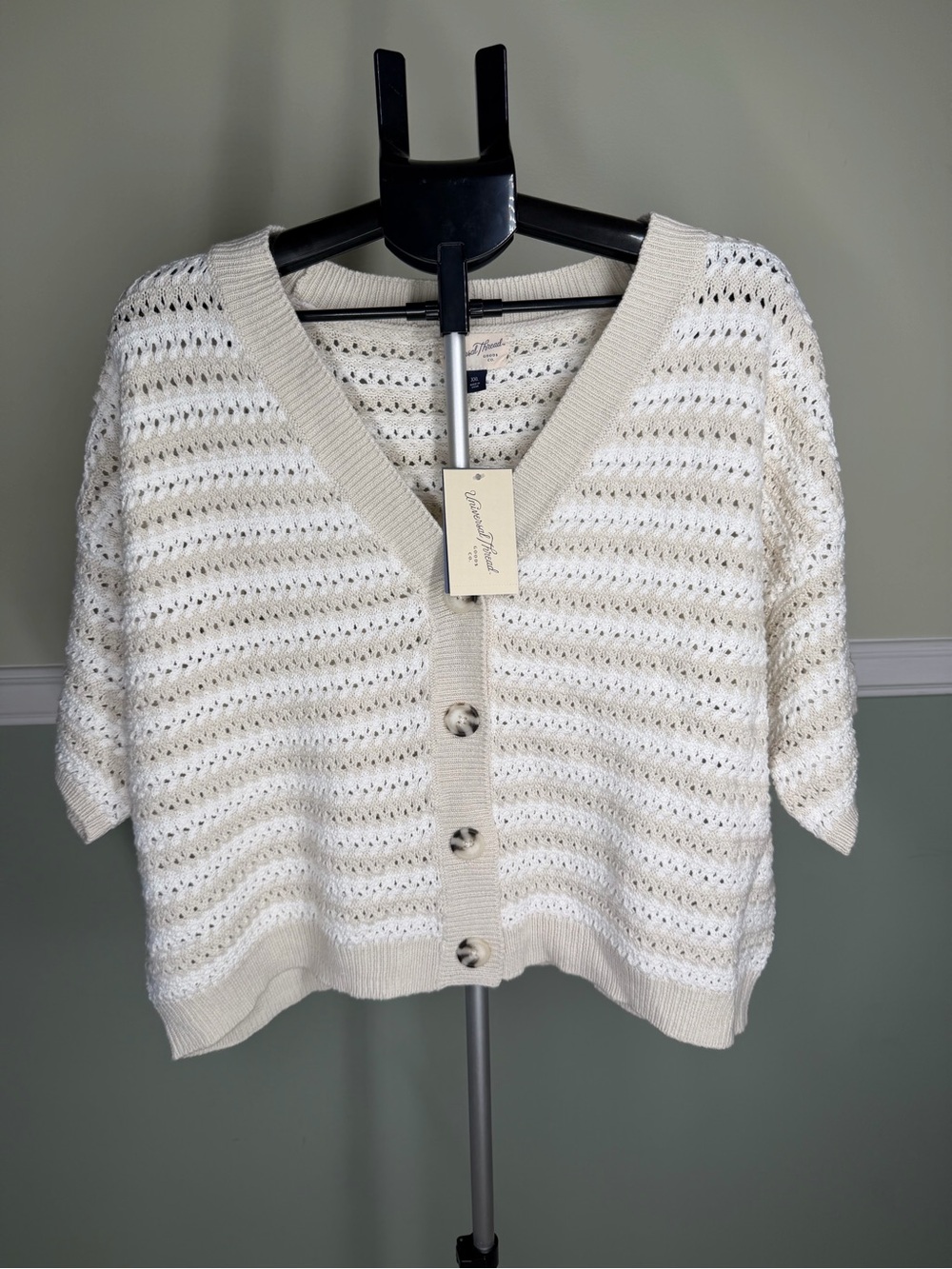 Universal Thread Ivory Open-Knit Short-Sleeve Cardigan